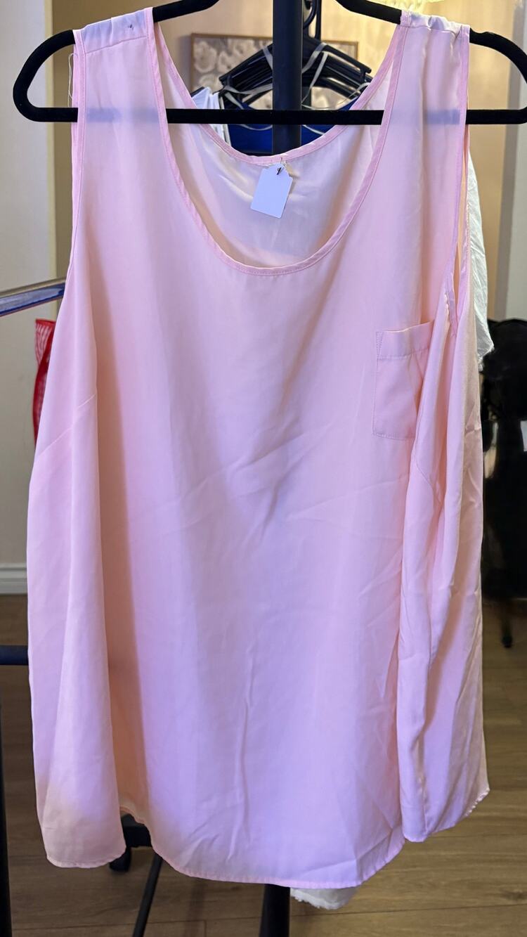 Faded Glory Peach Whisper Flowy Woven Pocket Tank Top Blouse 2X